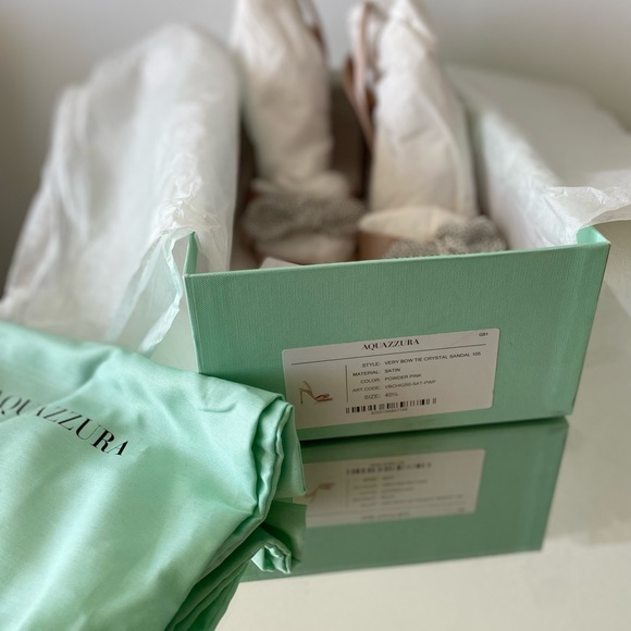 New AQUAZZURA Very Bow Tie embellished satin sandals 40.5 $1,195 - Picture 14 of 16